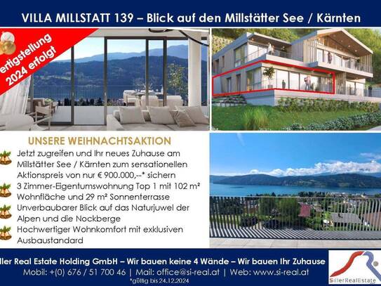 WEIHNACHTSAKTION - Exklusive Seeblick-Wohnung in Kärnten mit Parkett, Terrasse & Luxusausstattung für € 900.000,-