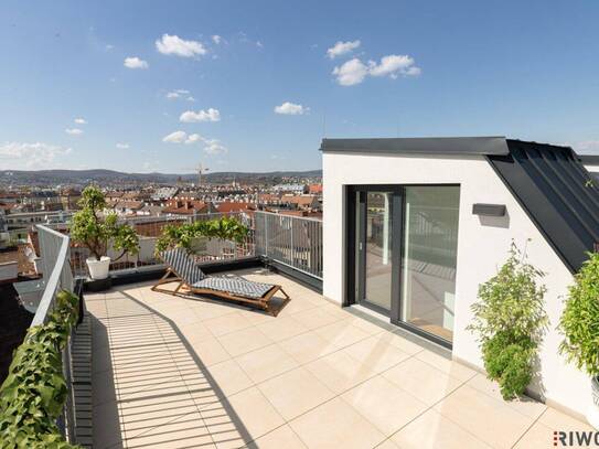 CITY VIEW & STYLE // MODERNE DACHGESCHOSSWOHNUNG // PANORAMAFENSTER // BALKON + TERRASSE + DACHTERRASSE MIT TRAUMBLICK…