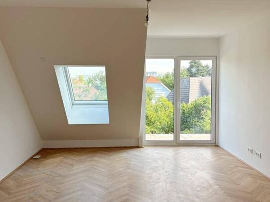 Moderne Architektur inmitten der Natur - Hochwertige Dachgeschoss 2-Zimmer Wohnung mit Balkon!