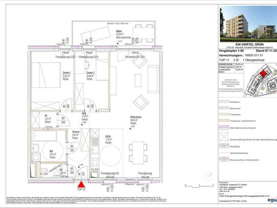 3-Zimmer-Wohnung mit Balkon, Top 11