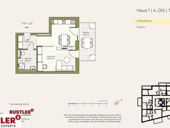 Wohnen mit Ausblick: Traumhafte Balkone im Projekt SchlossparkGemütliche 1-Zimmerwohnung