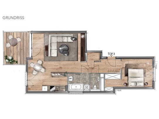 Hochwertige 2-Zimmerwohnung mit Süd-Terrasse in bester Grün-Ruhelage