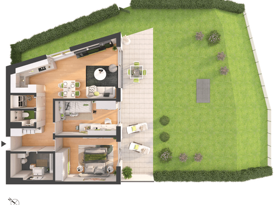 Hochwertige 3-Zimmer Neubau-Gartenwohnung (W01)