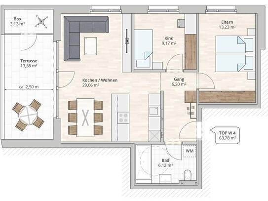 Tolle 3-Zimmer-Terrassenwohnung (TOP 4) in Rankweil-Brederis, Wollgrasweg