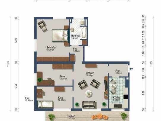 4,5 Zimmer Familienwohnung mit Südbalkon ab 1. November in Saalfelden - Heizung inklusive