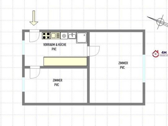 More than just a flat! Sanierungsbedürftige 2-Zimmer-Wohnung im 2. Liftstock Nähe Donauinsel