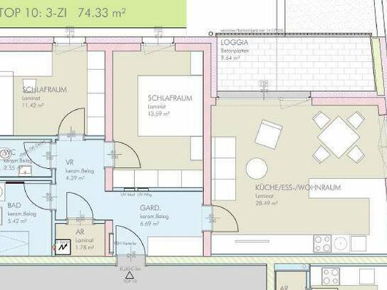 Aschbach-Markt | geförderte 3 Zimmer Wohnung | Loggia | 2 Abstellplätze inkl.