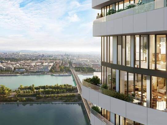 Elegant maisonette with premium amenities and views in a central location on the New Danube