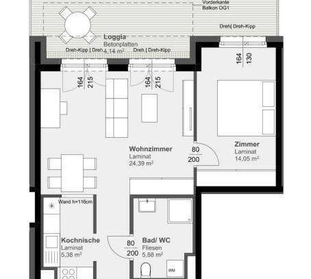 Mit Terrasse und Loggia: Moderne 2-Zimmer Wohnung im Erdgeschoss