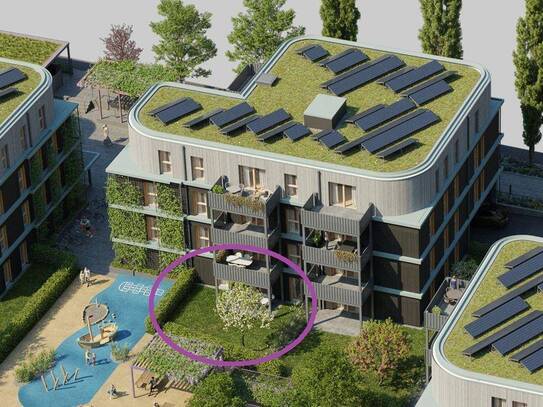 GRÜNE STADTVILLEN - Gartenwohnung mit 2 Zimmern | Holzbauweise - Erdwärme - Nachhaltig | Provisionsfrei!