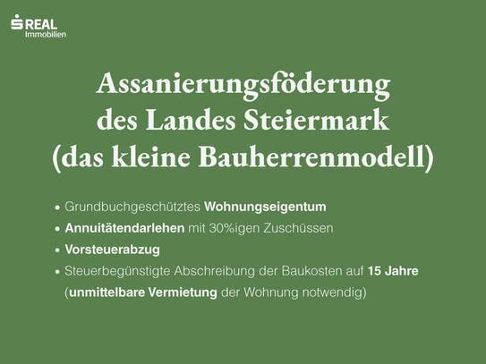 Anlegerprojekt in Andritzer Bestlage: Assanierungs-geförderte 2-Zimmer-Wohnung im 1. Obergeschoss mit Balkon, provision…