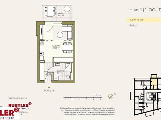 Ihr privater Balkon im Grünen: Exklusive 1-Zimmerwohnung im Schlosspark