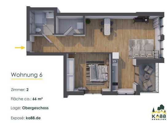 🏡 Harmonie von Natur und Luxus 💎 2-Zimmer-NEUBAU-Wohnung mit Balkon im Luxus-Domizil "KA88" 🗝️