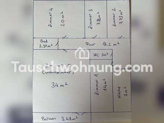 Tauschwohnung: 5 Zi. Altbauwohnung gegen zentrale (min. 2,5 Zi.) Wohnung