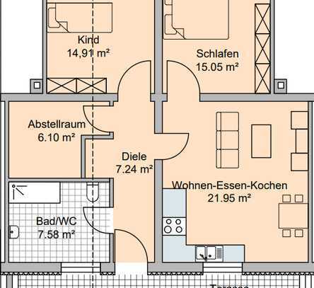 Moderne 3,5 Zi. Erdgeschosswohnung mit Terrasse und großem Garten