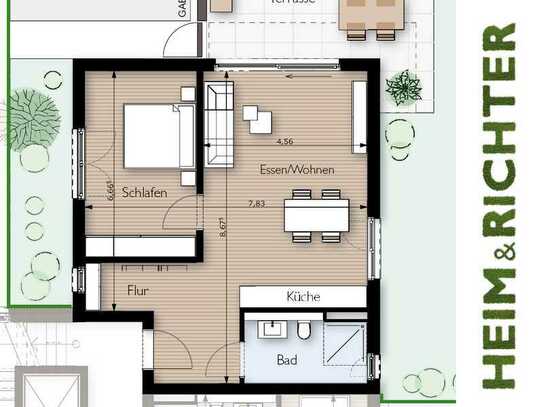 Seniorengerechtes Wohnen in Worfelden, Erdgeschosswohnung Nr. 4 mit Terrasse und Garten