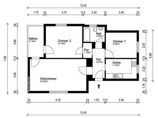 IDEAL FÜR EIGENNUTZ ODER KAPITALANLAGE - ATTRAKTIV GESCHNITTENE 3 ZIMMER WOHNUNG