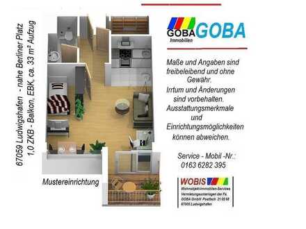 Lu City Juni 2023 hellepfiffige 1,0 ZKB 33 m² Wohn-u.Arbeitsbereich, Loggia, EBK nahe Berliner Platz