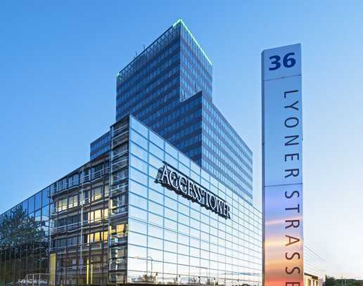Das Highlight in der grünen Bürostadt, Bürohochhaus in Frankfurt Niederrad