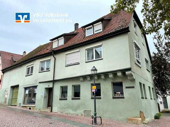 VBU Immobilien - 2 Familienhaus mit Laden, Werkstatt und Scheune in Lauffen