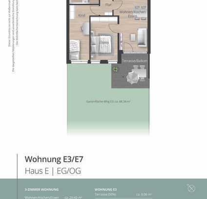 E7 - Moderne 3 Zimmer Wohnung mit Balkon im Quartier am Schmidbächle