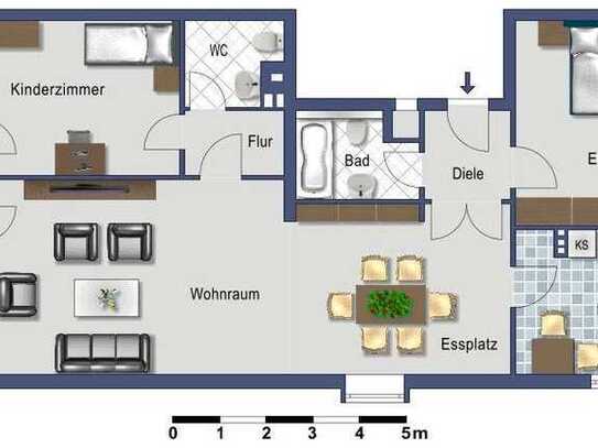 Mit Balkon - 100 m² - 3-Zimmer Wohnung in zentraler Wohnlage.