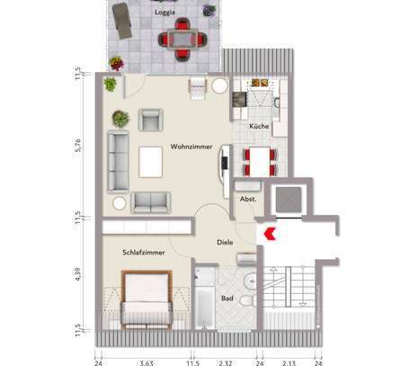 Dortmund Klinikviertel, 65 m² helle Dachgeschosswohnung mit Aufzug, großer Terrasse und Tiefgarage