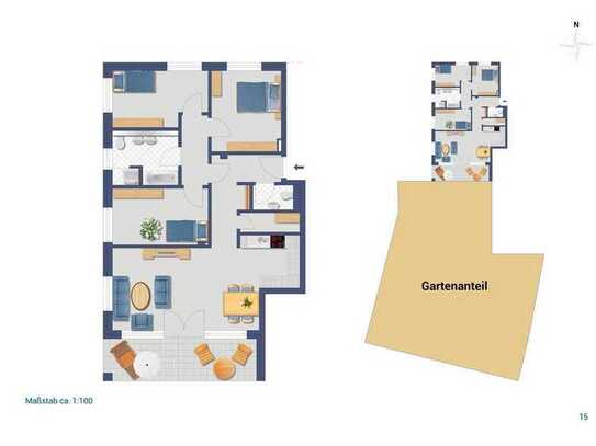 Traumhafte 4-Zimmer-Neubauwohnung mit 384 m² Gartenanteil