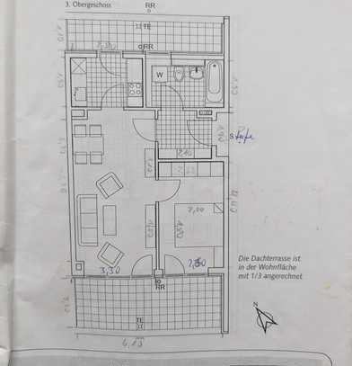 Exklusive 2-Raum-DG-Wohnung, 2 Dachterrassen und Einbauküche in Haar