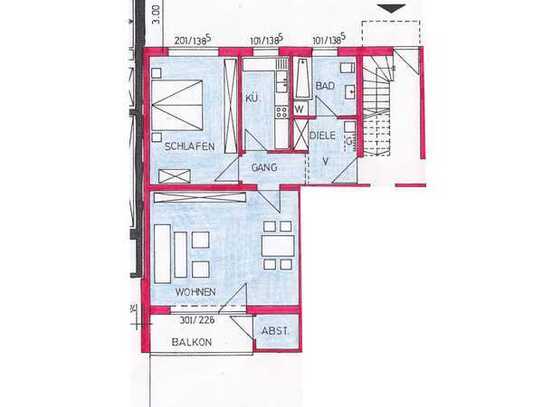 Modernisierte 2-Raum-Wohnung mit Balkon und Einbauküche in Passau