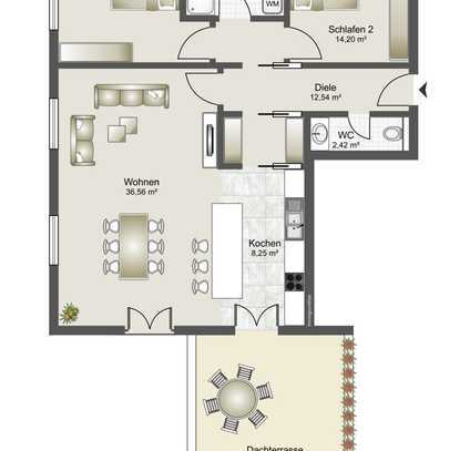 Lichtdurchflutete 3-Zimmerwohnung mit Terrasse im 1.OG