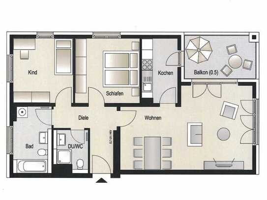 Quartier Reiterstaffel - 3-Zimmer Whg. Balkon / Keller / Tiefgaragen Stellplatz