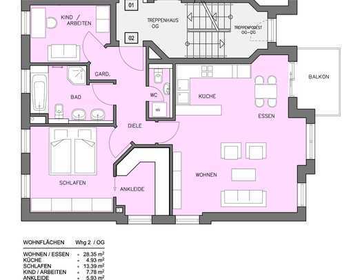 Teilmöblierte 3-Zimmer-Wohnung mit EBK in zentraler Lage in Unterschleißheim