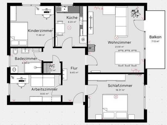 Luxuriöse 4-Zimmer-Wohnung: Erstbezug nach Kernsanierung mit Balkon und Garage in Miltenberg-Nord