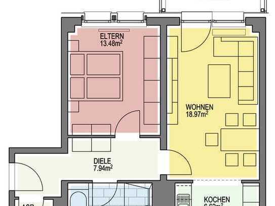 barrierearme 2 Raumwohnung mit Balkon und Fahrstuhl zu vermieten