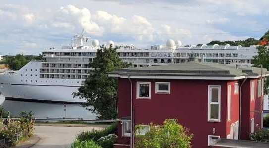 Kreuzfahrtschiffe von der Dachterrasse genießen (VON PRIVAT)