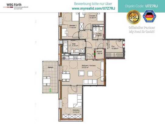 4-Zimmer Familienwohnung mit großem Balkon - Neubau / Erstbezug - EOF III