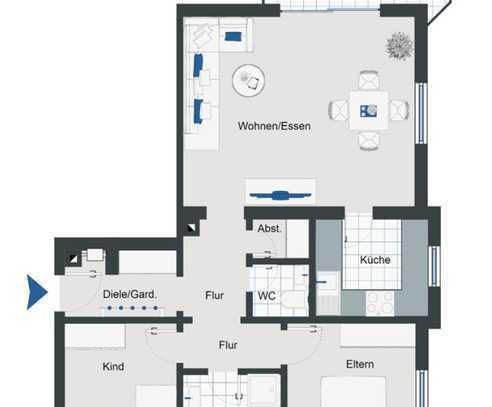 Gut Geschnittene 3 Zimmer Wohnung mit Balkon und Küche in Sulzbach Bestlage