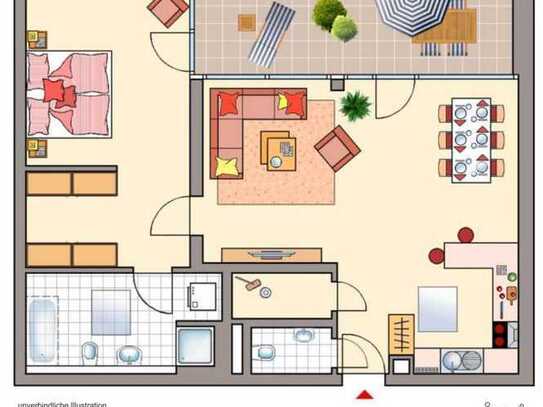 Mobilierte 2-Raum-Penthouse-Wohnung