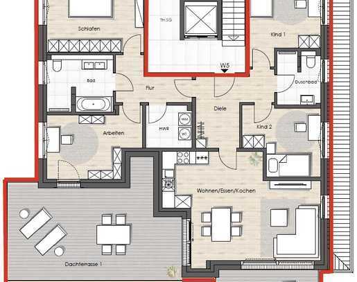 Moderne 5-Zimmer-Penthousewohnung in gefragtem Neubau