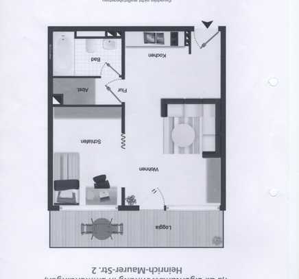 Freundliche 1,5-Raum-Wohnung mit Loggia in Emmendingen