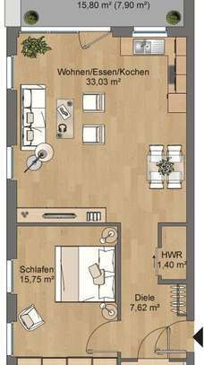 Schöne Zwei-Zimmer-Penthousewohnung in Hanau