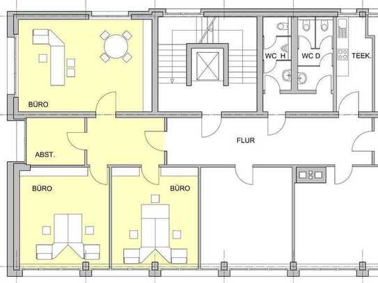 126 qm 3-Raum-Büro innerhalb einer Bürogemeinschaft