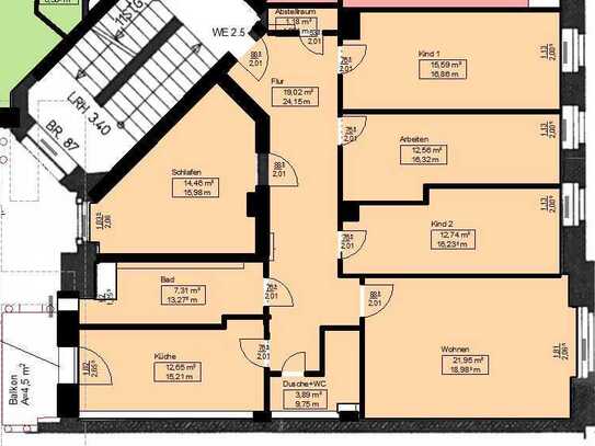 5-R-Wohnung in Striesen mit FBH, hell und gut geschnitten, mit Balkon und Gäste-Bad