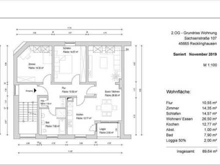 Helle komfortabel renovierte Dachgeschosswohnung