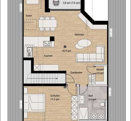 Neue 2-Zi.-DG-Wohnung mit Balkon, EBK, Erstbezug