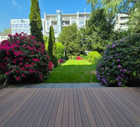 2 Zimmer mit Garten zur Alleinnutzung in gehobener Gegend, 350 m zum Rhein