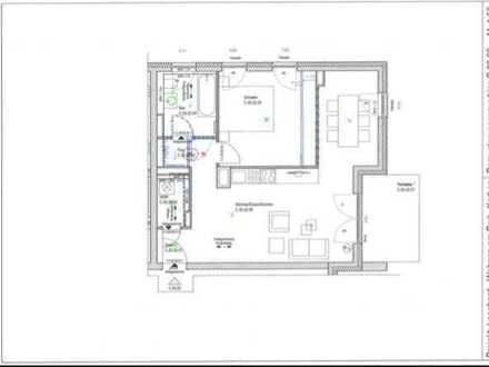 Kleine, moderne 3-Raum-Wohnung mit Terrasse, kleinem Garten und Einbauküche in Karben