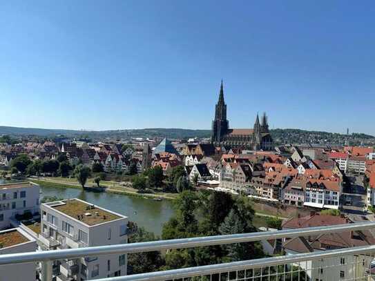 Aussicht PUR - Dachterrassenwohnung mit Blick über Ulm und zu den Alpen