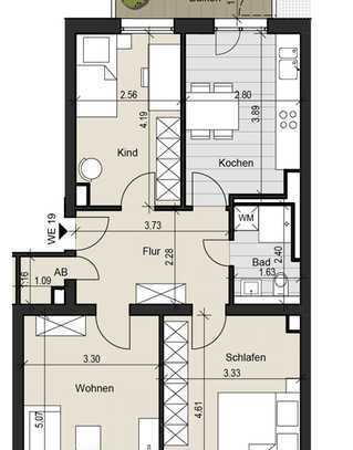 Erstbezug nach Sanierung mit Balkon: Geschmackvolle 3-Zi-Wohnung mit geh. Innenausstatt., WG geignet